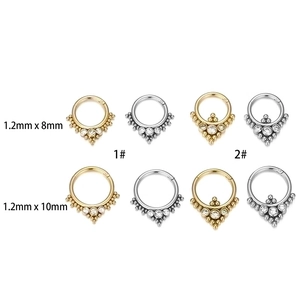 316L stainless steel nose rings with zircon accents in 8mm and 10mm sizes