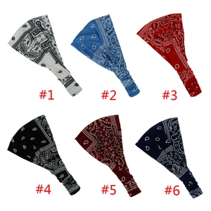 Set of 6 bohemian paisley printed elastic headbands in assorted vibrant colors
