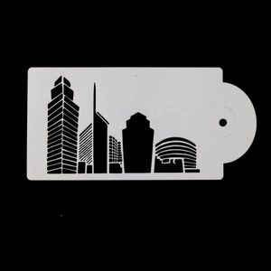 Five-piece hollow city skyscraper stencils for cake decoration and baking patterns