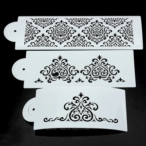 Cake Stencils Flexible PET Plastic Hollow Damascus Vine Patterns Fondant Mold Border Decorating Baking DIY Craft White