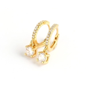 Luxurious gold S925 sterling silver hoop earrings with sparkling round cubic zirconia