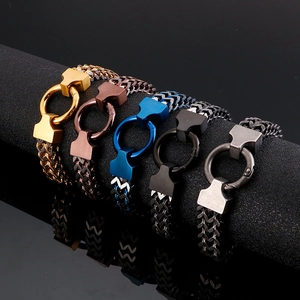 Men's stainless steel dragon bone bracelets in five colors with circular clasp