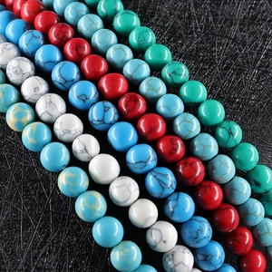 Round Loose Beads Gemstone Synthetic Turquoise Spacer Beads For DIY Jewelry Making Necklaces Bracelets Handicrafts