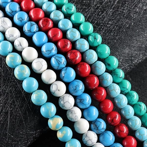 Mixed color natural turquoise round beads set for DIY jewelry making and bracelets