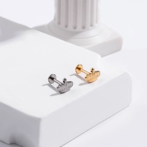 G23 titanium internally threaded crown stud earrings in gold and silver finish