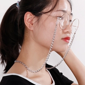 Chic silver titanium steel NK chain glasses strap for women in minimalist style