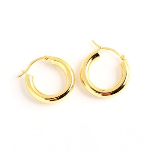 Polished gold S925 sterling silver hoop earrings with a sleek minimalist circular design