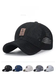 Detail of breathable mesh texture and adjustable strap on a summer outdoor baseball cap