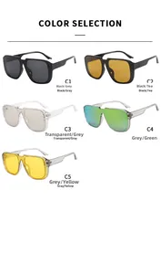 Detailed comparison of five stylish square frame sunglasses in colors C1 through C5