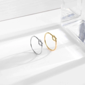 Minimalist Knot Ring Titanium Steel 18K Gold Plated Geometric Thin Band Polished Jewelry For Women Girls