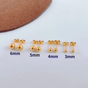 Minimalist Round Ball Stud Earrings Polished Titanium Steel Elegant Jewelry For Women Stainless Steel Earring Post