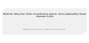 Detailed size specifications for zircon flower bracelet with 22cm adjustable alloy chain