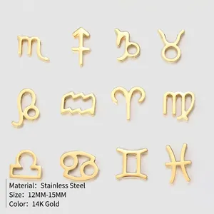 Set mit 12 Sternzeichen-Anhängern aus 14K vergoldetem Edelstahl für DIY-Schmuck