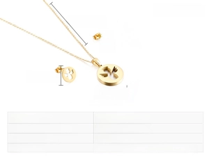 Detailed size specifications for stainless steel angel necklace and earrings jewelry set