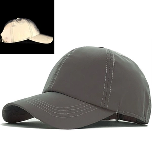 Reflektierende Baseballkappe Nachtsicherheit Leuchten Outdoor Sport Sonnenhut Atmungsaktiv Verstellbar Baumwolle Grau Lässig