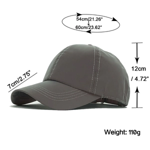 Graue reflektierende Baseballkappe, 110g schwer mit verstellbarem Riemen 54-60cm