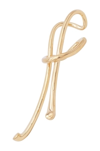 Detailed view of the polished golden cross design minimalist cuff earring