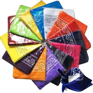 Multicolor paisley bandanas set in various vibrant shades neatly arranged for display