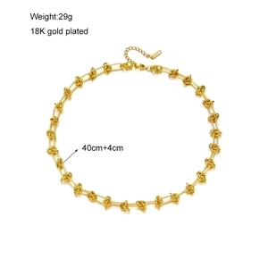 18K gold plated stainless steel chunky knot chain necklace for punk streetwear style