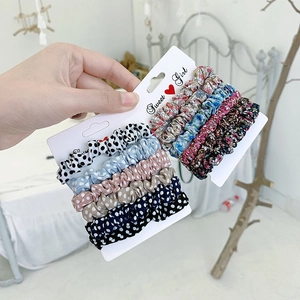 Lot de chouchous en satin à fleurs et pois pour femmes avec imprimé Sweet Girl