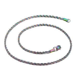 Rainbow Iridescent Stainless Steel Rope Box Chain Necklace Vacuum Plated Trendy Fashion Jewelry For Men Women