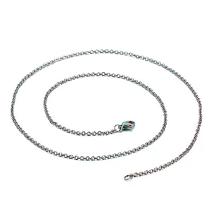 Collier chaîne à maillons en acier inoxydable arc-en-ciel avec fermoir mousqueton