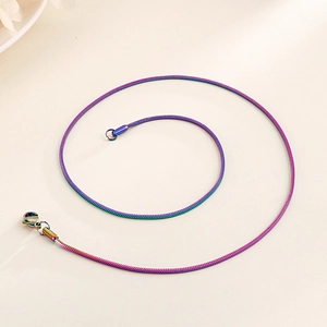 Rainbow gradient stainless steel snake chain necklace with metallic colorful finish
