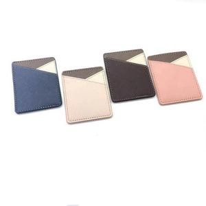 Slim PU leather stick-on phone wallet with multiple card slots in four assorted colors