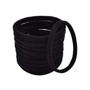 Set of high elasticity seamless black hair ties made of soft nylon knitted fabric