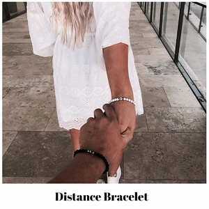 6mm matte agate distance bracelets for couples featuring white and black natural stone beads