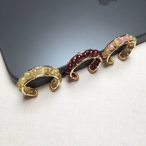 Handmade 14K Gold Filled Crystal Ring For Women Adjustable Natural Stone Garnet Tourmaline Labradorite Woven Boho Jewelry
