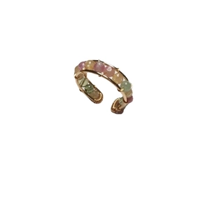 14K gold filled wire wrapped crystal ring featuring colorful gemstone beads