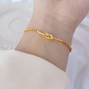 Minimalist Knot Bracelet Titanium Steel 18K Gold Plated Adjustable Chain Chic Elegant Jewelry For Women Gift