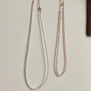 Elegant 925 sterling silver freshwater seed pearl necklace with golden adjustable clasp