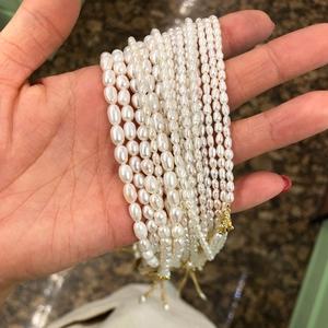 Elegant 925 sterling silver freshwater pearl necklace with gold clasp and pearl strands