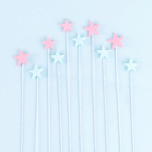 Creative pink and blue EVA foam star cake toppers for birthday party decorations