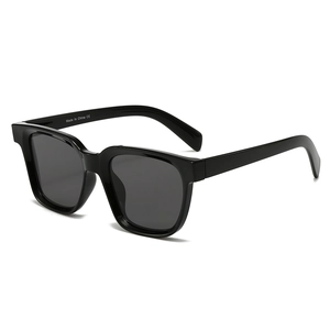 Classic black square oversized sunglasses with high-gloss thick frames and dark lenses