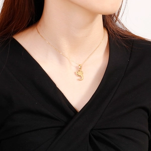 Creative stainless steel scorpion necklace and earring jewelry set for women in gold finish