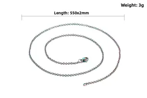 Chaîne arc-en-ciel en acier inoxydable de 550mm de long et 2mm de large pesant 3g