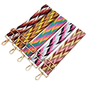 Bag Shoulder Strap Replacement Ethnic Pattern Wide Adjustable Polyester Cotton Weaving Metal Hook Chevron Print For Handbags