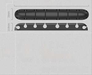 Detailed dimensions of the silicone cable manager showing length of 135mm and width of 20mm
