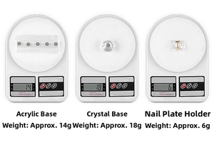 Weight display of acrylic nail art stand and crown holder on electronic scale