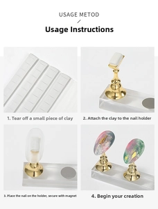 Step-by-step guide for using gold magnetic nail display stands with adhesive putty base