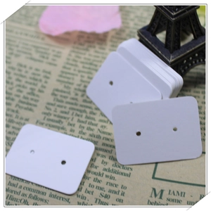 White rectangular kraft paper earring display cards for jewelry presentation and retail