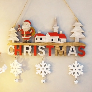 Christmas Wooden Hanging Ornaments Santa Snowman Reindeer Rustic Wall Door Decor For Home Restaurant Holiday Festival