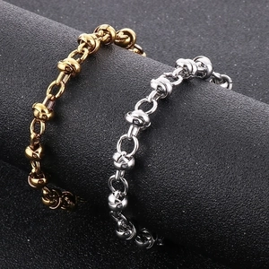Modern stainless steel knot chain link bracelet in gold and silver finish options