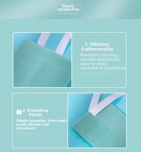 Detail of mint green satin jewelry pouch showing precise stitching and drawstring