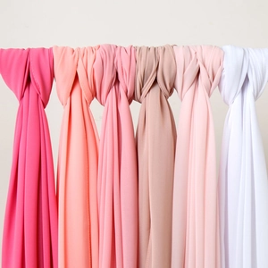 Solid Color Artificial Pearl Chiffon Hijab Long Scarf Lightweight Breathable Plain Wrap For Women Malaysia Style Elegant