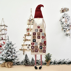 Nordic Christmas gnome countdown calendar with 24 numbered pockets for wall hanging decor