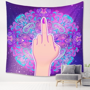 Bohemian galaxy mushroom tapestry with middle finger design for aesthetic room wall decor